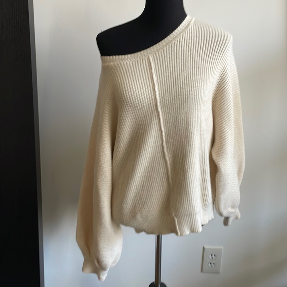 Elegant Cream Off-Shoulder Sweater